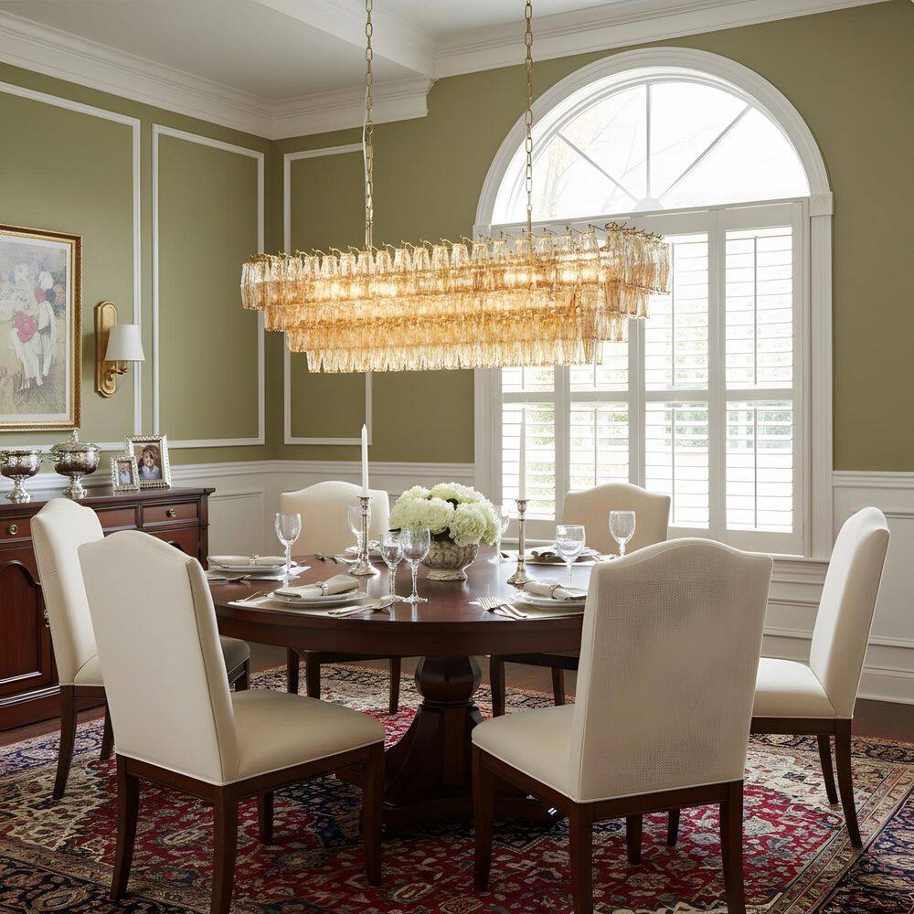 53.9 in. 12-Light Gold Medieval Rectangular Multi-Tier Chandelier with Smoked Glass Shades price history on PriceWatchPro