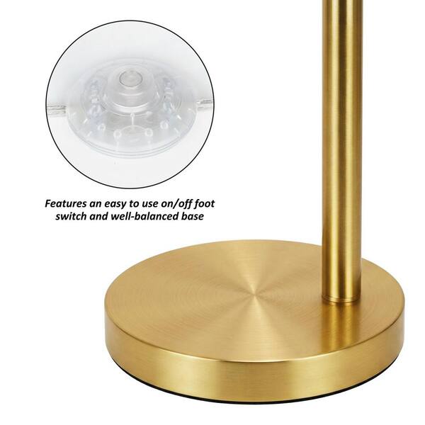 ROTTOGOON 73 in. Gold Industrial 3-Light LED Arc Tree Floor Lamp