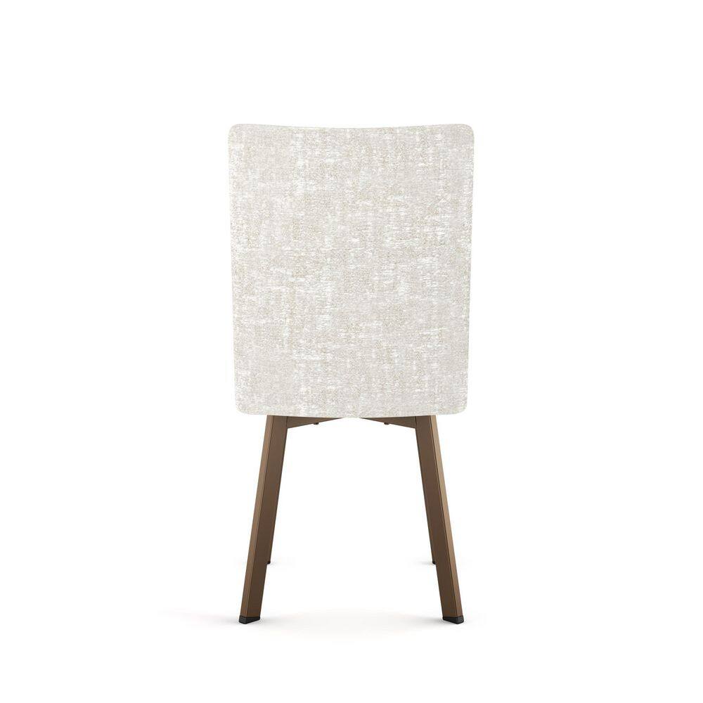 Parsons Sheep White & Cream Chenille Bronze Metal Side Chair