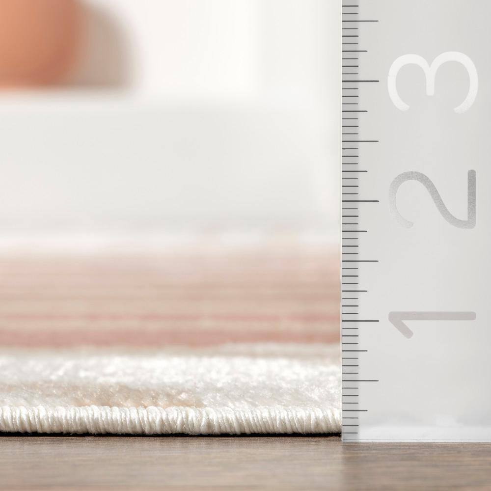 Blush and Ivory Abstract Synthetic 9' x 12' Area Rug