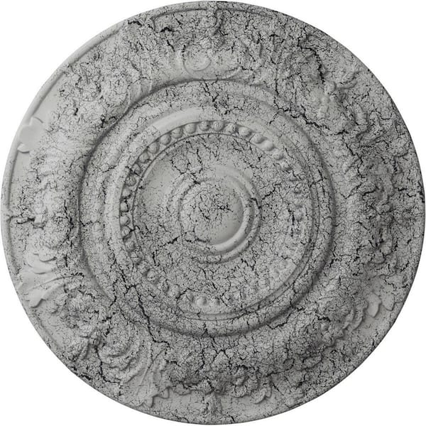Ekena Millwork 1-1/4 in. x 20-7/8 in. x 20-7/8 in. Polyurethane Biddix Ceiling Medallion, Ultra Pure White Crackle