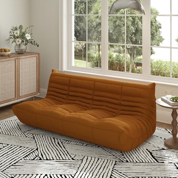 Magic Home Brown Teddy Velvet Polyester Large 45-72 in. Fireside Lazy Sofa Bean Bag Rebound Sponge Floor Couch for Living Room