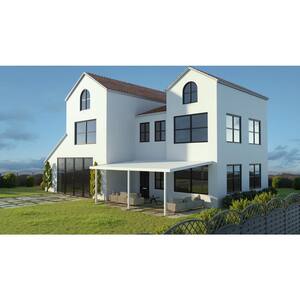 Integra 12 Ft X 8 Ft White Aluminum Attached Solid Patio Cover With 2 Posts 10 Lbs Live Load 1251006700812 The Home Depot