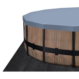 16 ft. Round 48 in. Deep Metal Frame Above Ground Pool, Natural Teak