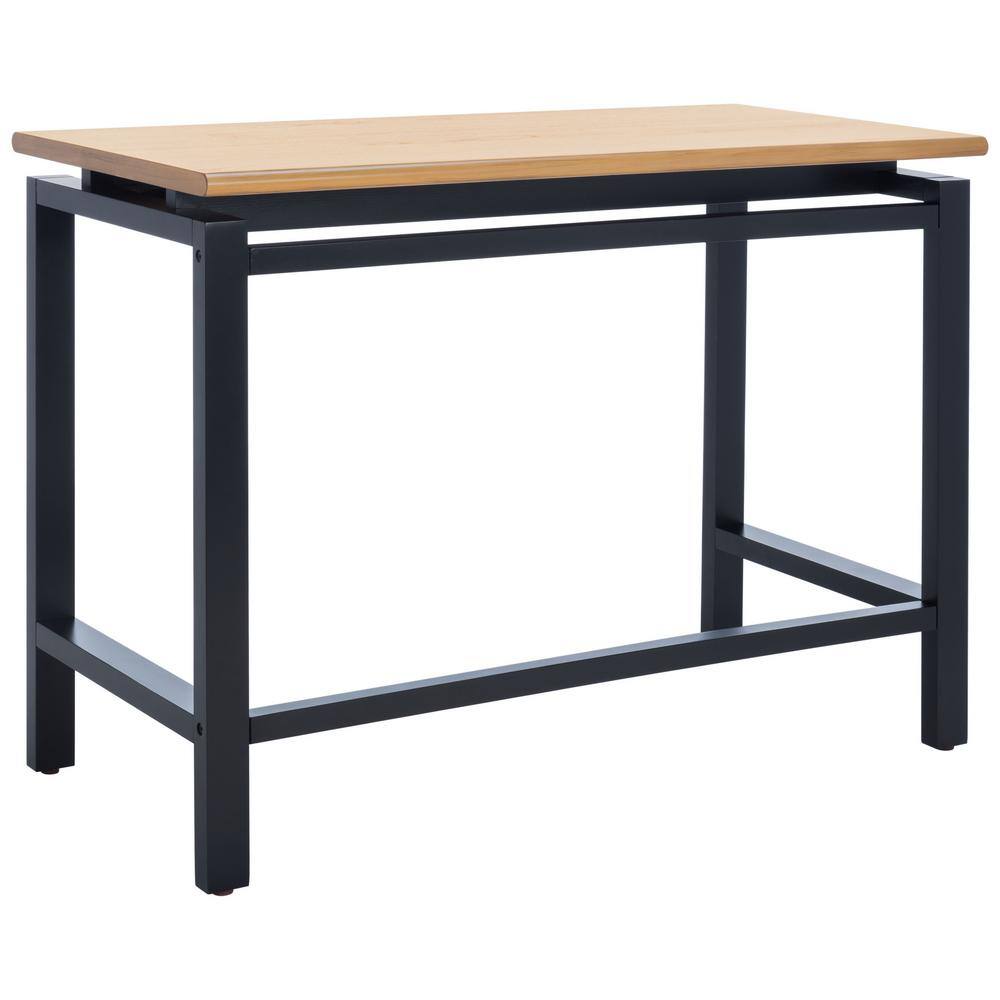 Industrial Black and Natural Wood Writing Desk