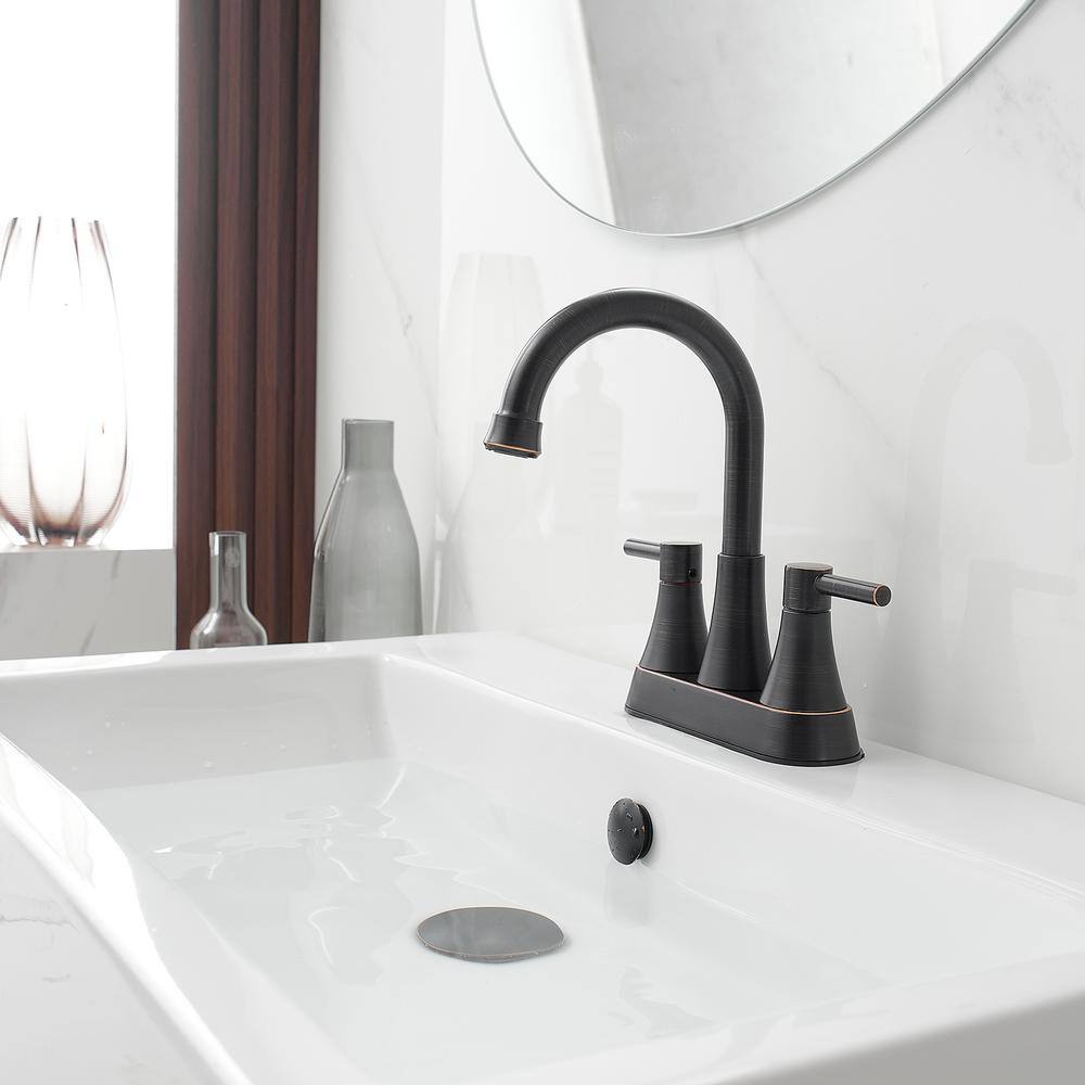 Oil Rubbed Bronze 4-Inch Centerset 2-Handle High-Arc Bathroom Faucet