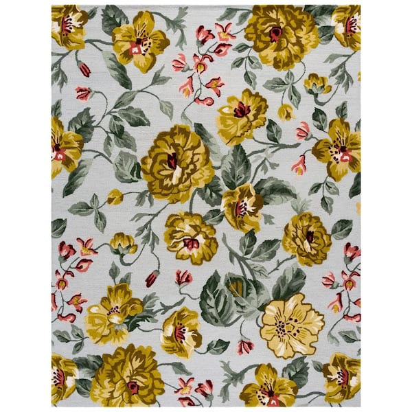 Jardin 9 ft. x 12 ft. Gold/Sage Floral Leaves Area Rug