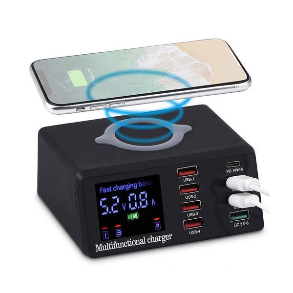 8 Port 100W USB Charging Station | QC 3.0 Fast Charger + Wireless Pad | For IPhone Samsung