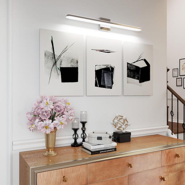 32 in. Modern 1 Light White Chrome Vanity Light with Metal