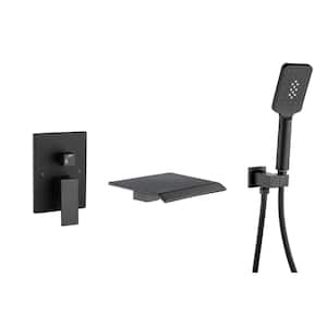 Mondawell Waterfall Single-Handle 3-Spray High Pressure Tub and Shower Faucet in Matte Black Valve Included