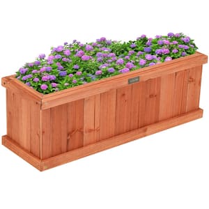 28 in. Rectangular Wood Flower Planter Box Garden Yard Decorative Window Box