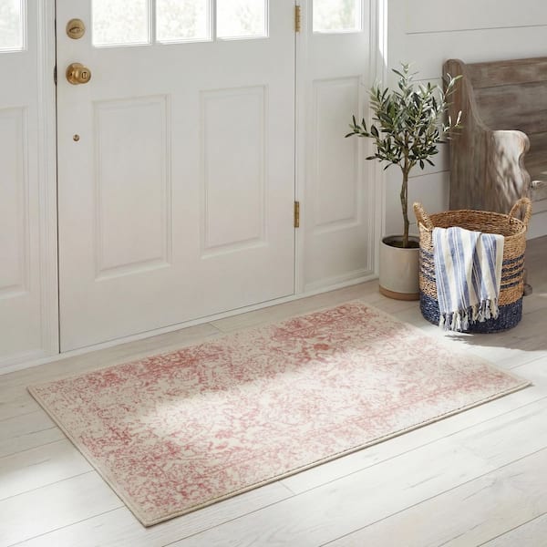 Adirondack Ivory/Rose Doormat 3 ft. x 4 ft. Border Area Rug
