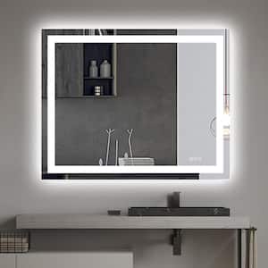 Exbrite 32 in. W x 40 in. H Medium Rectangular Frameless Anti-Fog Wall Mount Bathroom Vanity Mirror in Silver