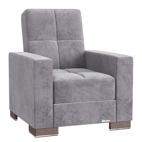 Ottomanson Basics Collection Convertible Grey Armchair with Storage