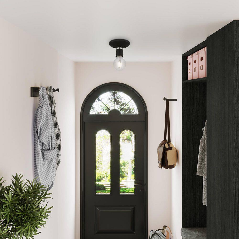 Lansdale Black and Brushed Nickel 1-Light Flush Mount