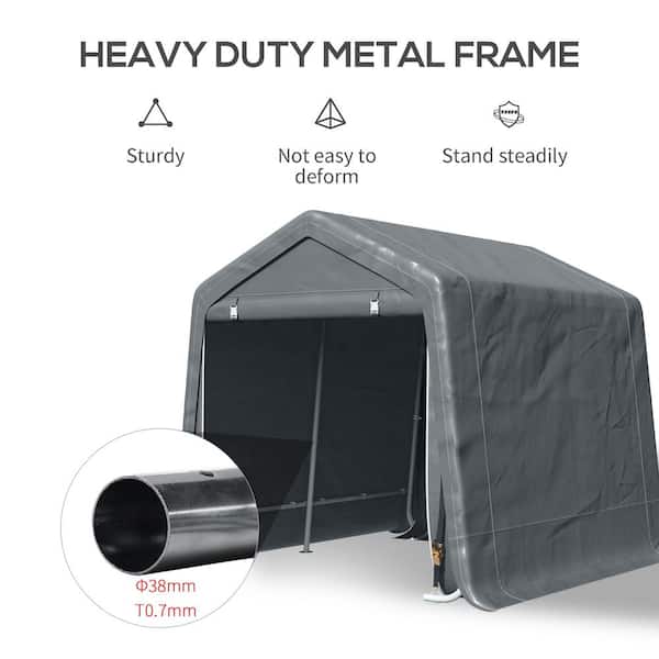 Outsunny Width in 7.9 ft. W x 9.2 ft. D Metal Shed with Double 