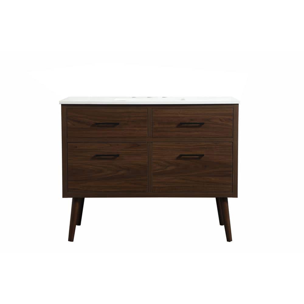 Timeless Home 42 in. W x 22 in. D x 33.5 in. H Bath Vanity in Walnut with I