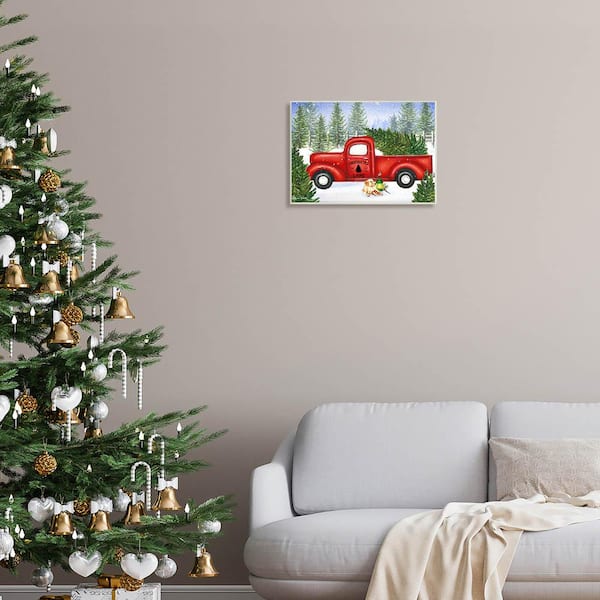 The Stupell Home Decor Collection Holiday Christmas Tree Lane Red Pickup Truck with Dog and Lantern Oversized Wall Plaque Art, 12.5 x 0.5 x 18.5