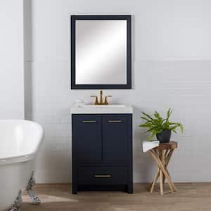 Hertford 24 in. W x 19 in. D x 34 in. H Single Sink Freestanding Bath Vanity in Deep Blue with White Cultured Marble Top