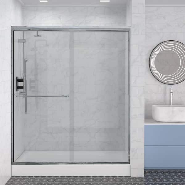 Maincraft 60 in. W x 70 in. H Double Sliding Framed Shower Door/Enclosure in Chrome with Clear Glass