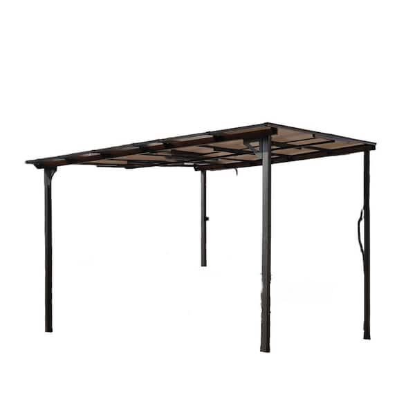 10 ft. x 10 ft. Gray Metal Outdoor Pergola with Roof