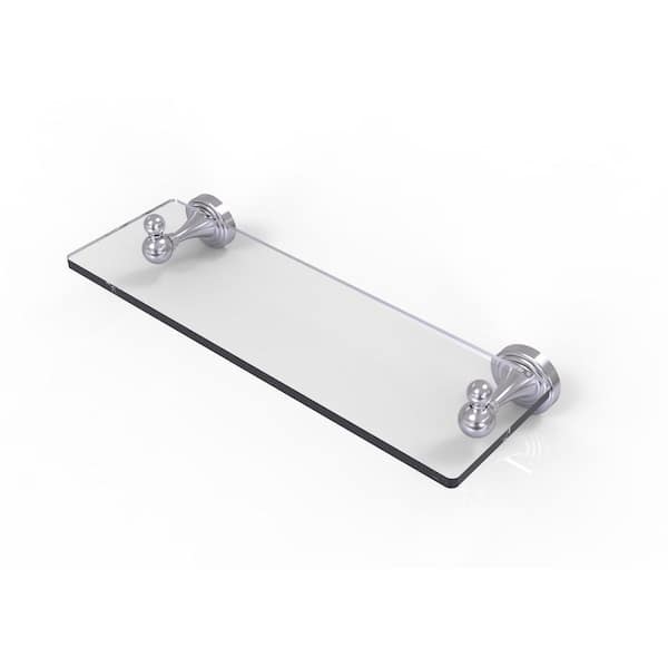 Allied Brass Sag Harbor Collection 16 in. Glass Vanity Shelf with Beveled Edges in Satin Chrome