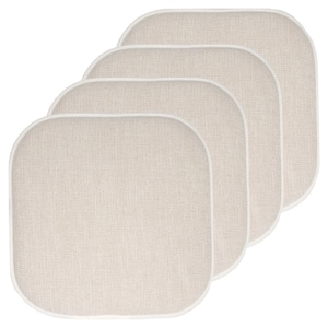 Alexis Linen/Beige 16 in. x 16 in. Non Slip Memory Foam Seat Chair Cushion Pads (4-Pack)