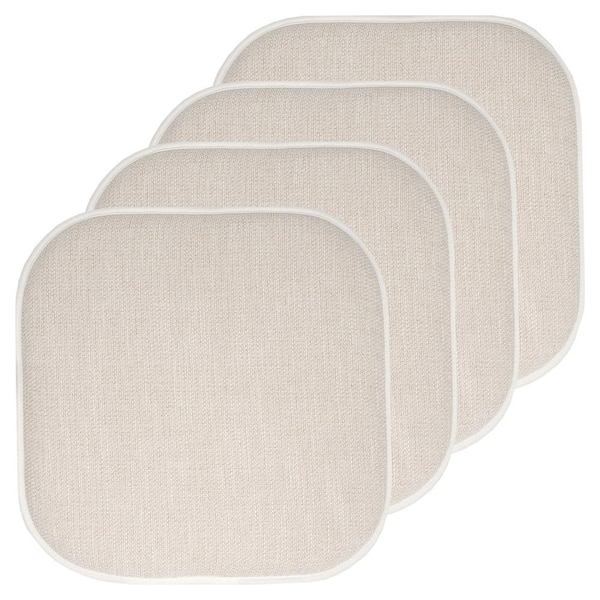 Sweet Home Collection Alexis Linen/Beige 16 in. x 16 in. Non Slip Memory Foam Seat Chair Cushion Pads (4-Pack)