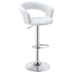 Upholstered Bar Stool with Adjustable Height White and Chrome