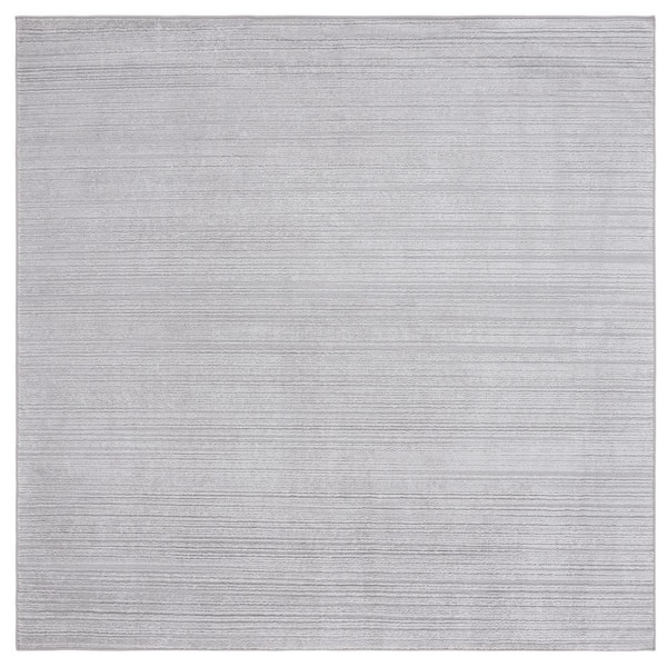 Harmony 7 ft. x 7 ft. Light Gray Solid Striped Square Area Rug