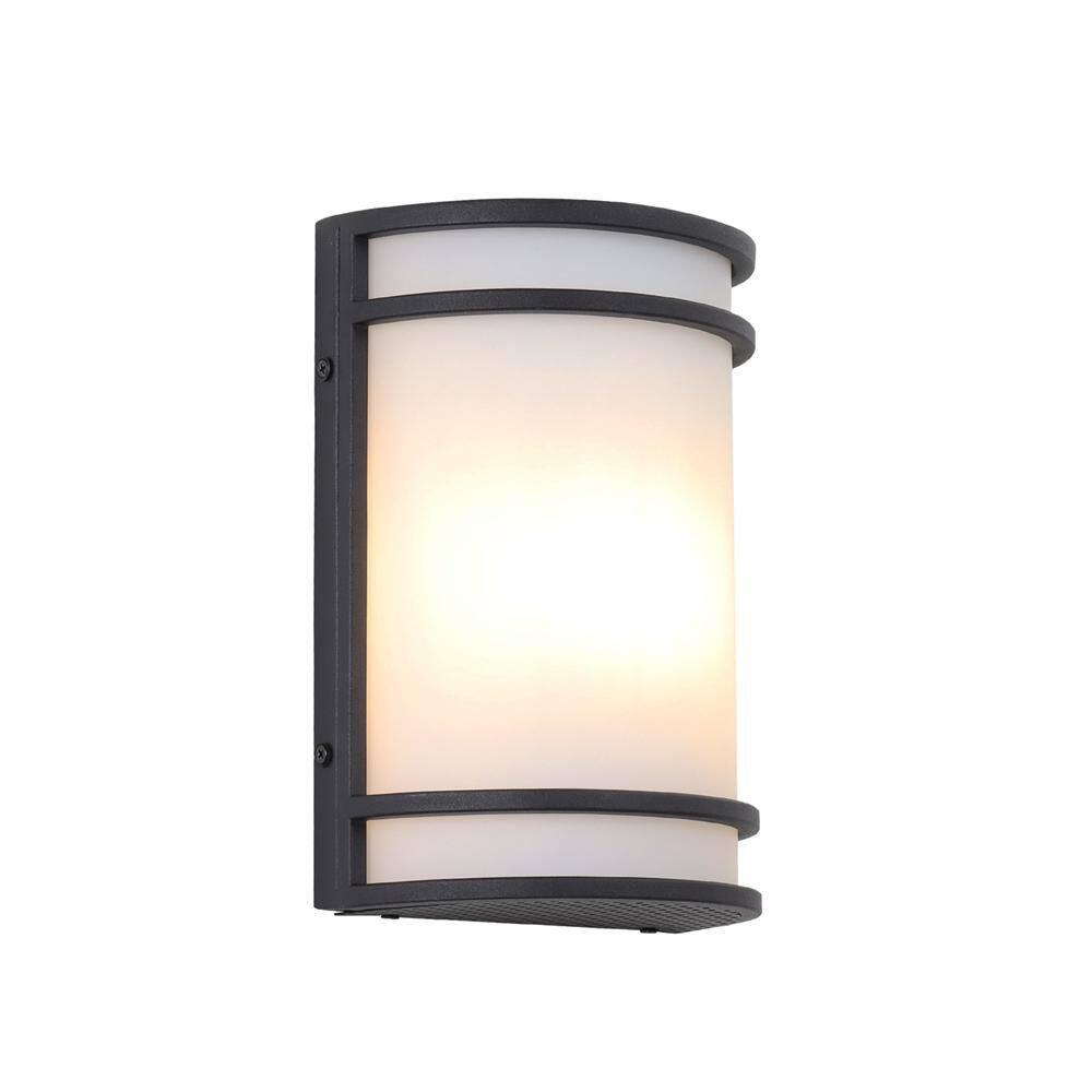 Modern 10 in. 1-Light Black Outdoor Wall Sconce with Frosted White Glass Shade with No Bulbs Included, Hardwired price history on PriceWatchPro