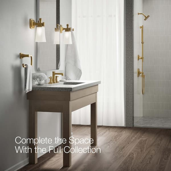 KOHLER Riff 8 in. Widespread Double Handle Bathroom Faucet in Vibrant Brushed Moderne Brass