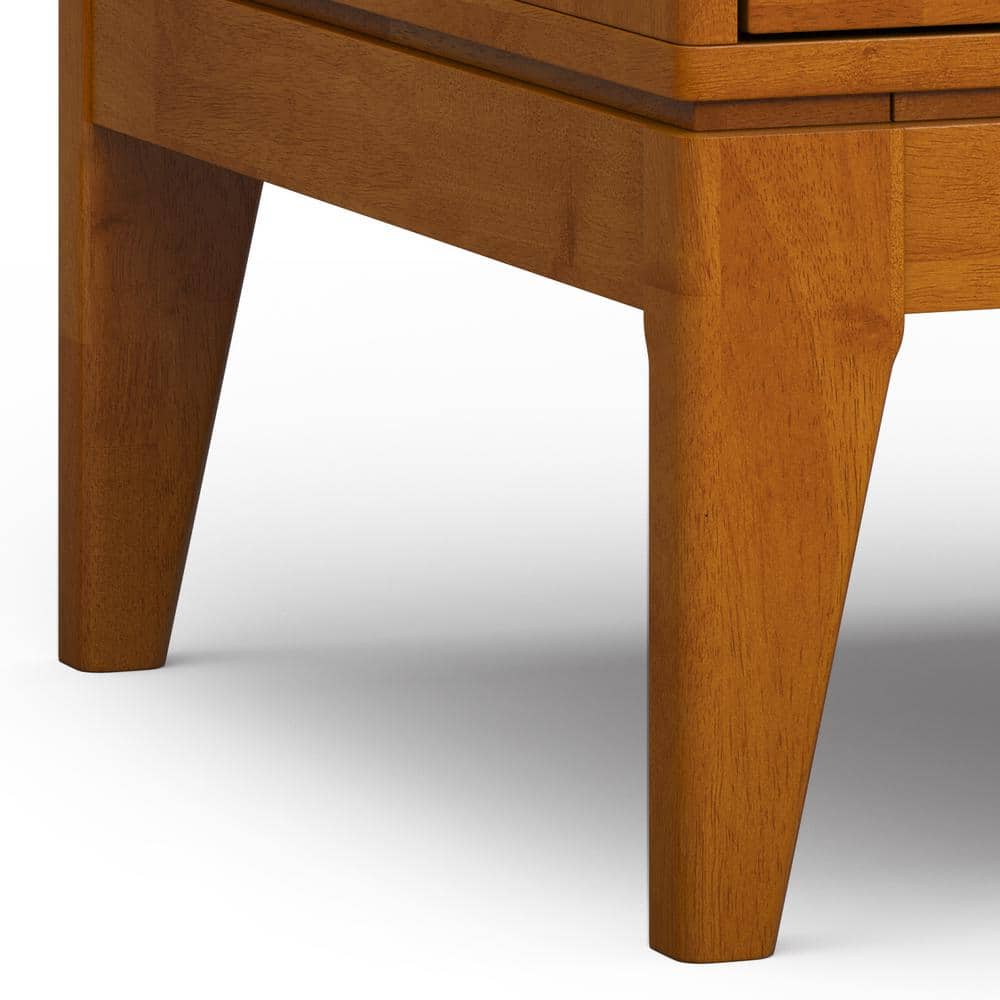 Teak Brown Solid Hardwood Square End Table with Storage