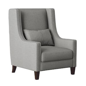 Dorsey Light Gray Textured Upholstery High Back Accent Chair