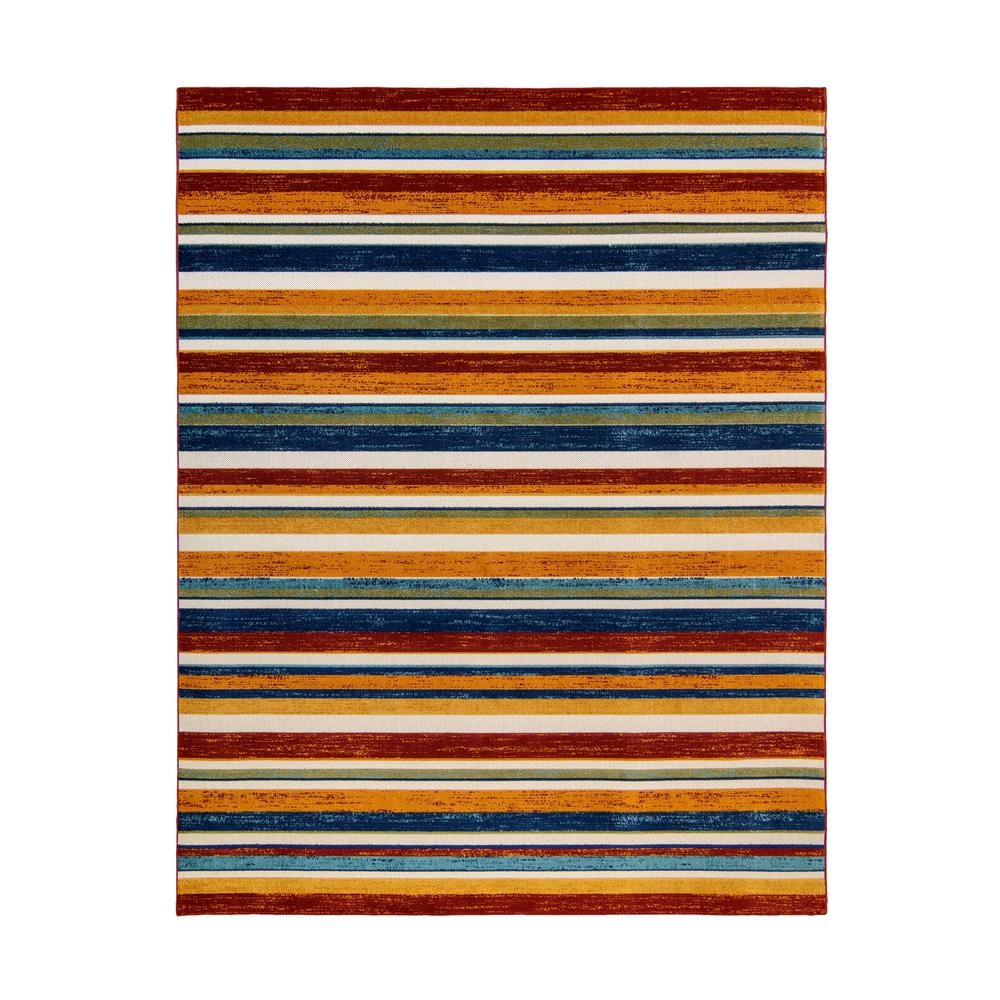 Fosel Muxia Red/Orange 9 ft. x 13 ft. Striped Indoor/Outdoor Area Rug -  Gertmenian & Sons, 47276