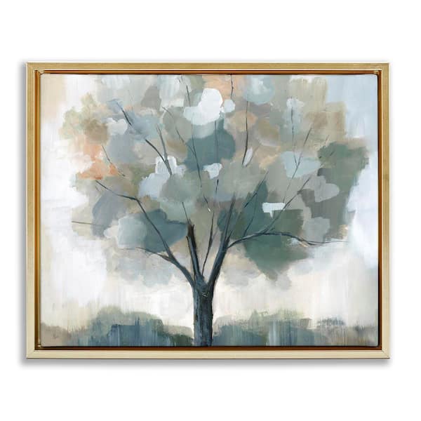 Stupell Industries Mottled Tree Impression by Nan Gold Floater Frame Nature Graphic Art Print 17 in. x 21 in.