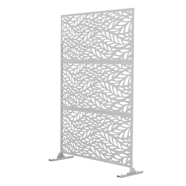 6ft. H x 4ft. W Metal Privacy Screen Fence Panel White