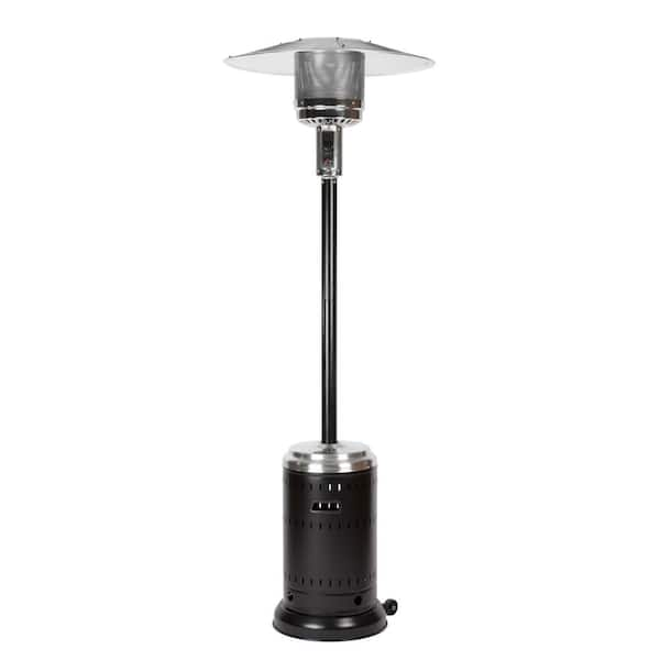 Fire Sense 46,000 BTU Hammered Black and Stainless Steel Propane Gas Commercial Patio Heater