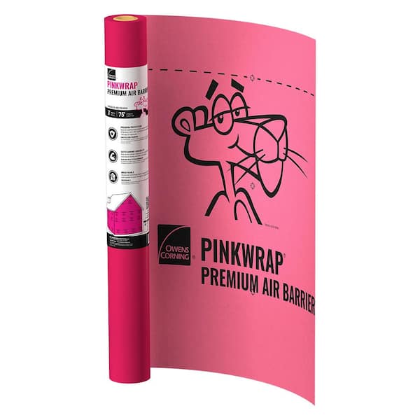 Owens Corning 3 ft. x 75 ft. Pinkwrap Housewrap Premium Air Barrier ...