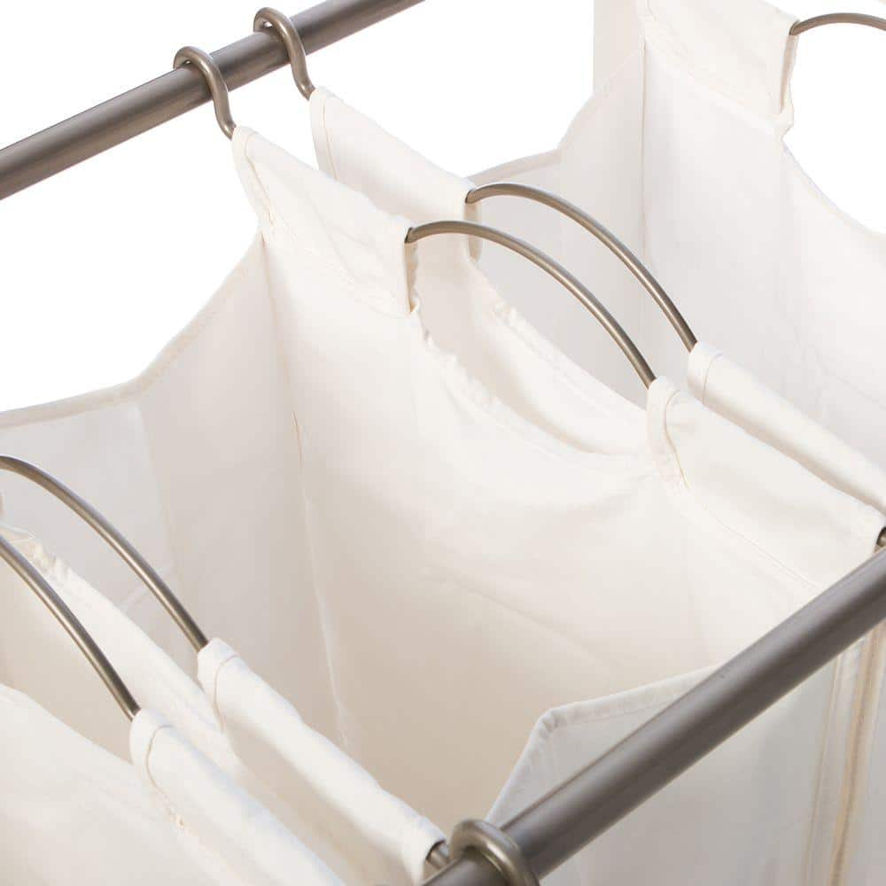 White Pine 3-Compartment Rolling Laundry Sorter