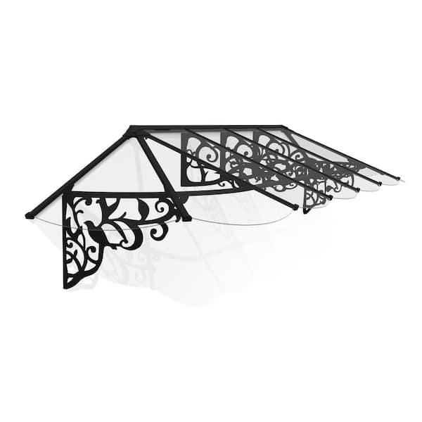 CANOPIA by PALRAM Lily 3 ft. x 12 ft. Black/Clear Door and Window Awning