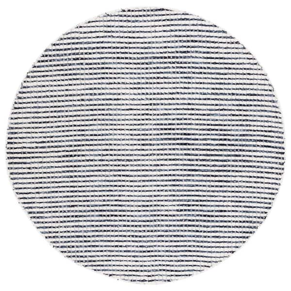 SAFAVIEH Abstract Blue/Ivory 6 ft. x 6 ft. Striped Round Area Rug
