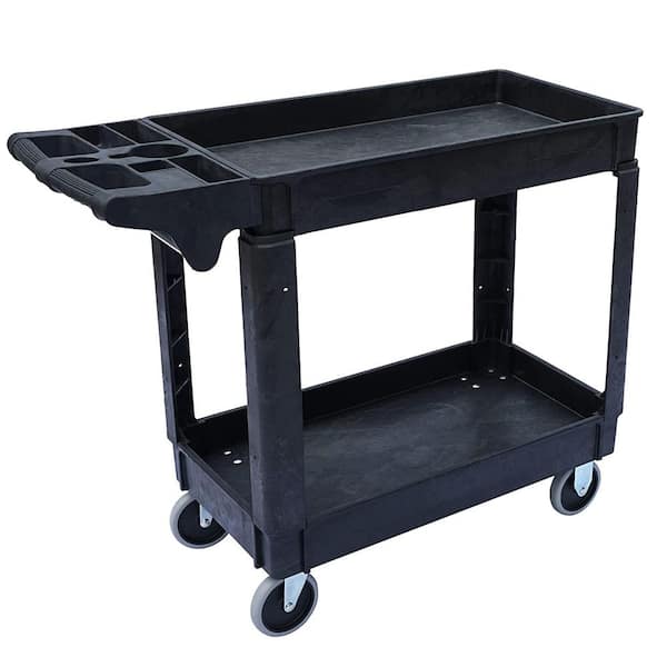 Southwire Small 2-Shelf Utility/Service Cart, Lipped Shelves, 500 lbs. Capacity for Warehouse/Garage/Cleaning/Manufacturing