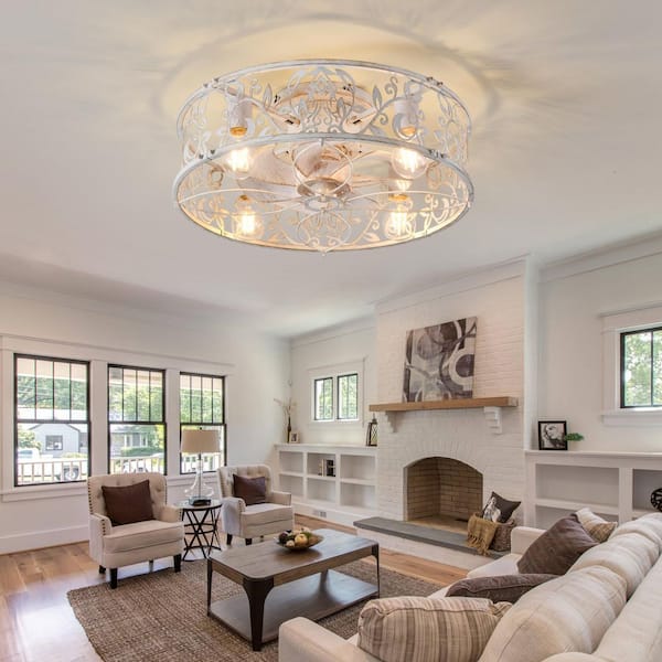 Genoci 20.1 in. Indoor Distressed White Farmhouse Caged Ceiling