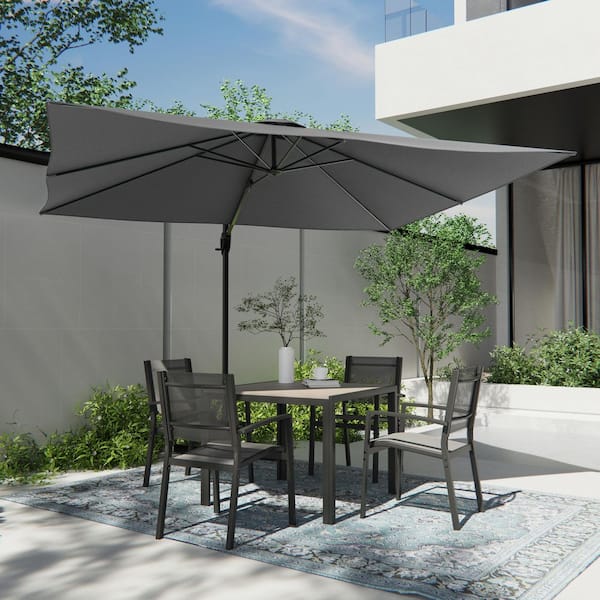 10 ft. x 8 ft. Outdoor Rectangular Cantilever Patio Umbrella Innovative 360° Rotation System in Anthracite