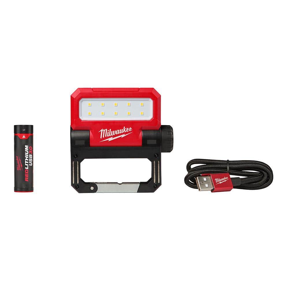 Milwaukee 550 Lumens LED REDLITHIUM USB Pivoting Flood Light 2114-21 - The  Home Depot