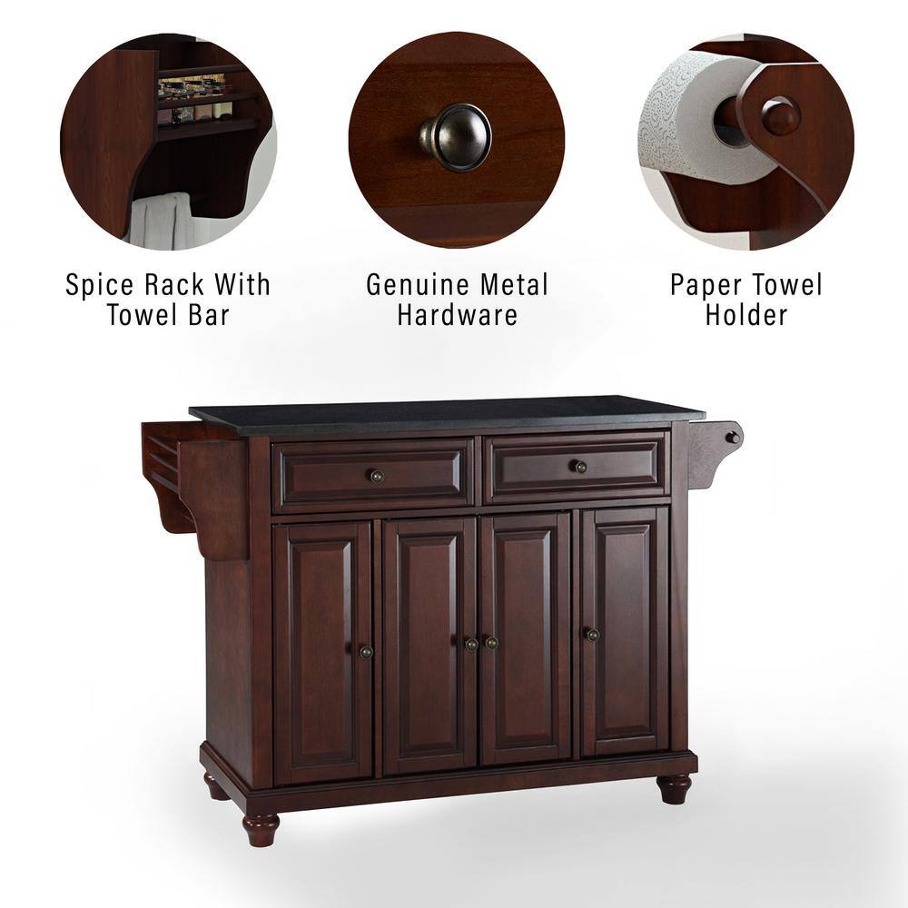 Cambridge Mahogany Kitchen Island with Black Granite Top