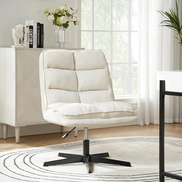 JAYDEN CREATION Upholstered Polyster Adjustable Height Tufted Design and Office Chair Armless in Vicenta Beige with 25.5 in. W