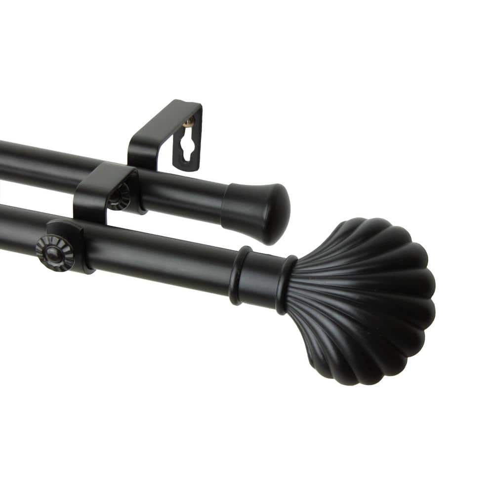 Rod Desyne 28 in. x 48 in. Clam Double Curtain Rod Set in Black 4723 ...