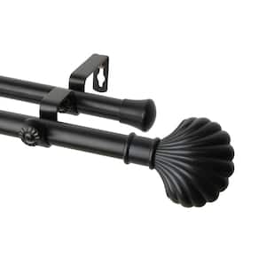66 in. x 120 in. Clam Double Curtain Rod Set in Black